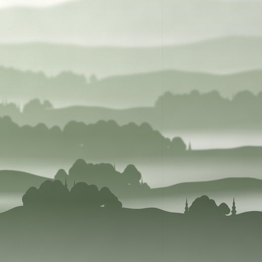 Gros plan du décor Brume sauge sur papier intissé